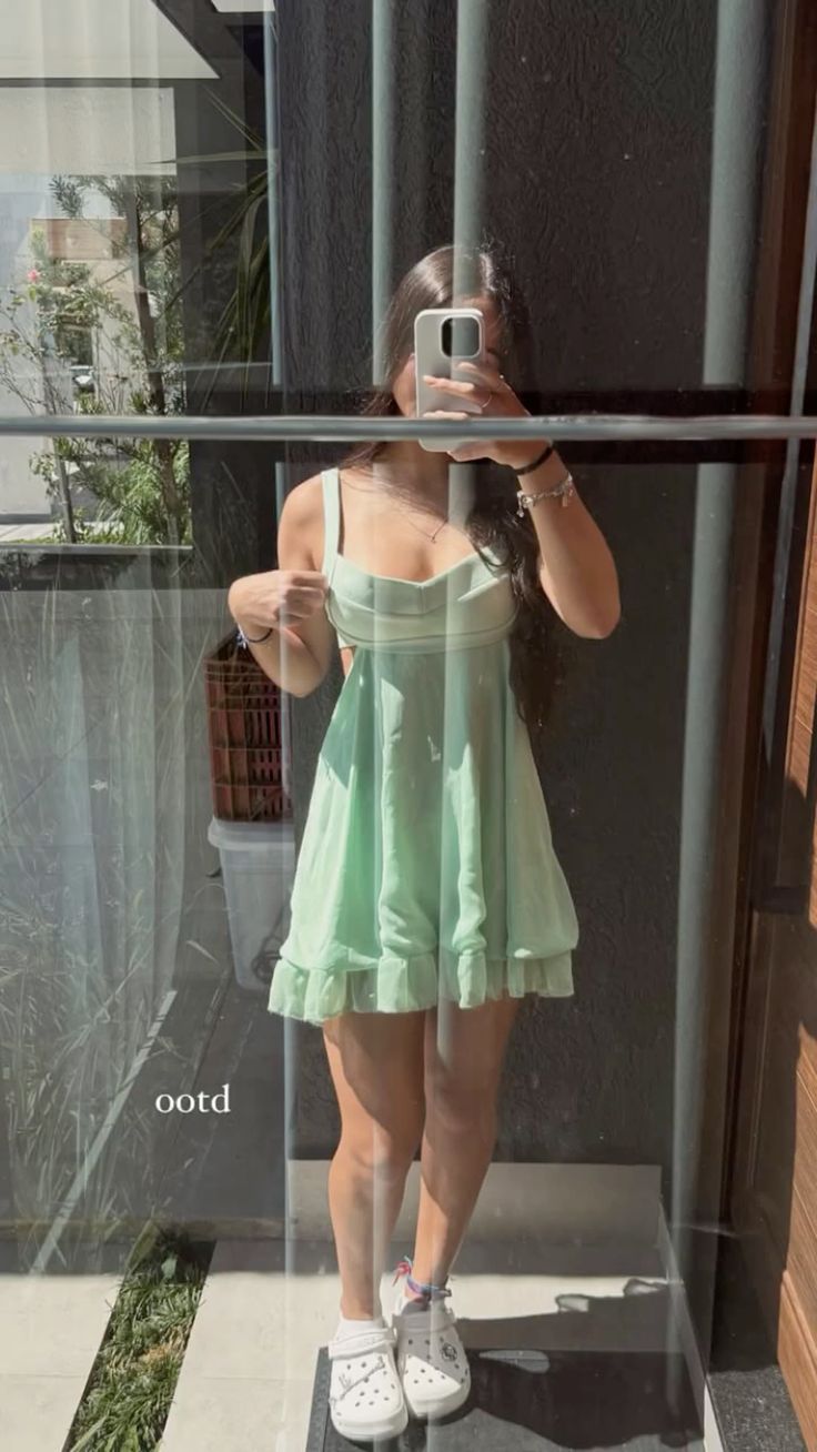 Fresh Light Green Shoulder Strap Waist Hollow Mini 16th Birthday Homecoming Dress - FashionDia