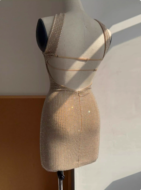Elegant Hot Diamond Tube Top Slim-Fit Hip 17th Birthday Short Skirt Homecoming Dress - View 5 | FashionDia