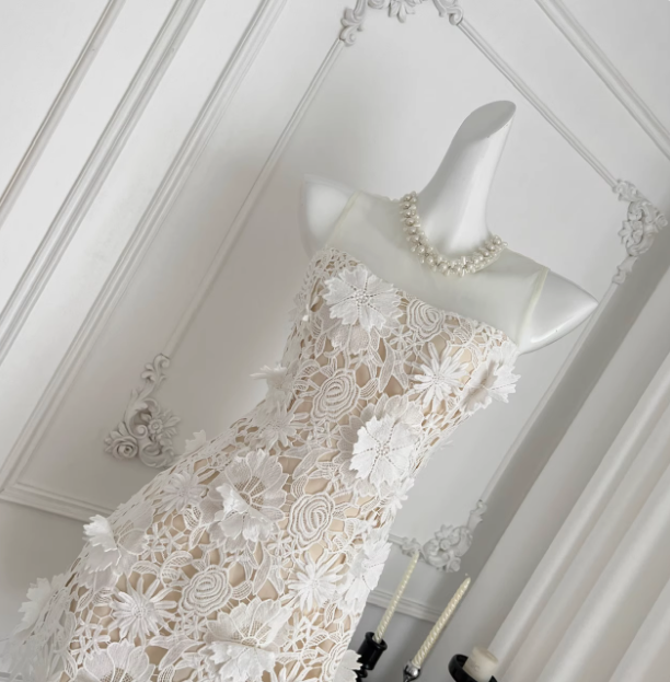 Beautiful Round Neck Mesh Splicing Sleeveless Lace Waist Birthday Skirt Homecoming Dress - View 4 | FashionDia