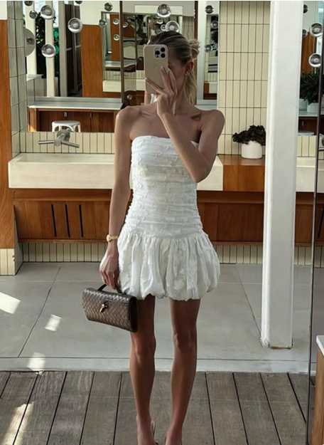 Elegant Jacquard Textured Pleated Bud Birthday Short Skirt Homecoming Dress