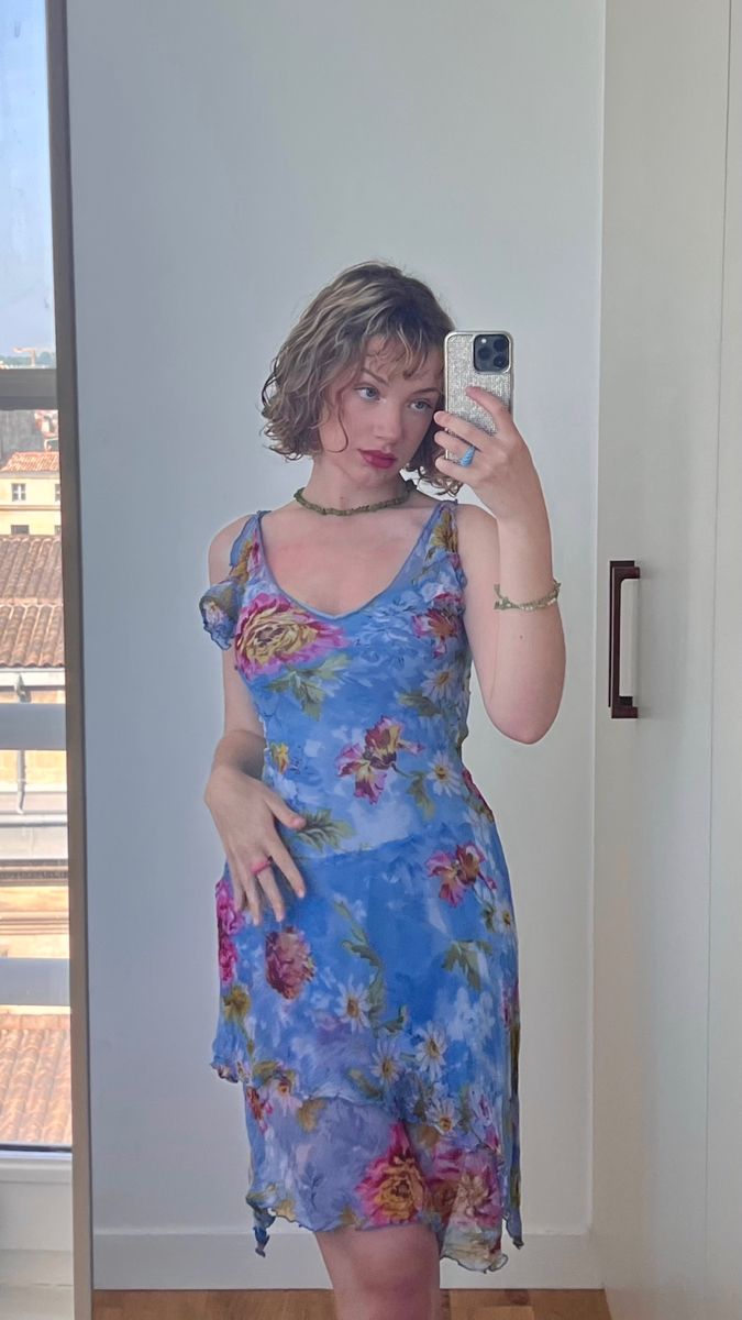 Beautiful Printed Strapless Blue Chiffon Irregular Homecoming Dress