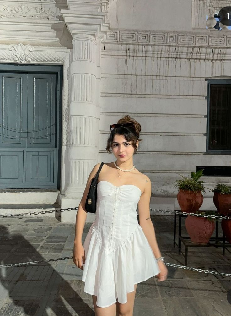 Cute Tube Top Herringbone White Irregular Birthday Dress Homecoming Dress - FashionDia