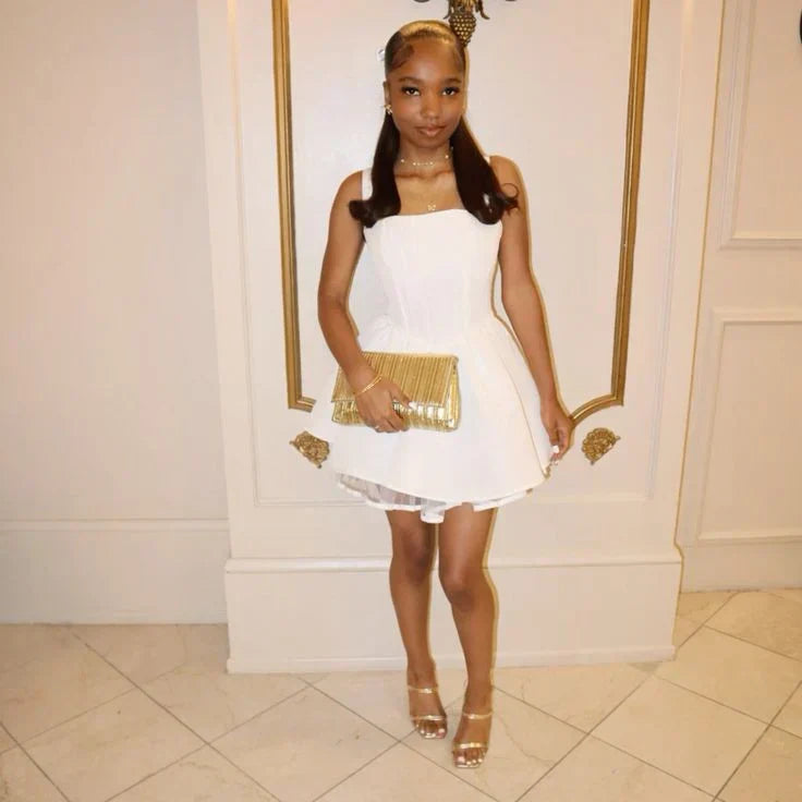 Cute Shoulder Strap A-Line Back Strappy 17th Birthday Short Skirt Homecoming Dress - View 5 | FashionDia