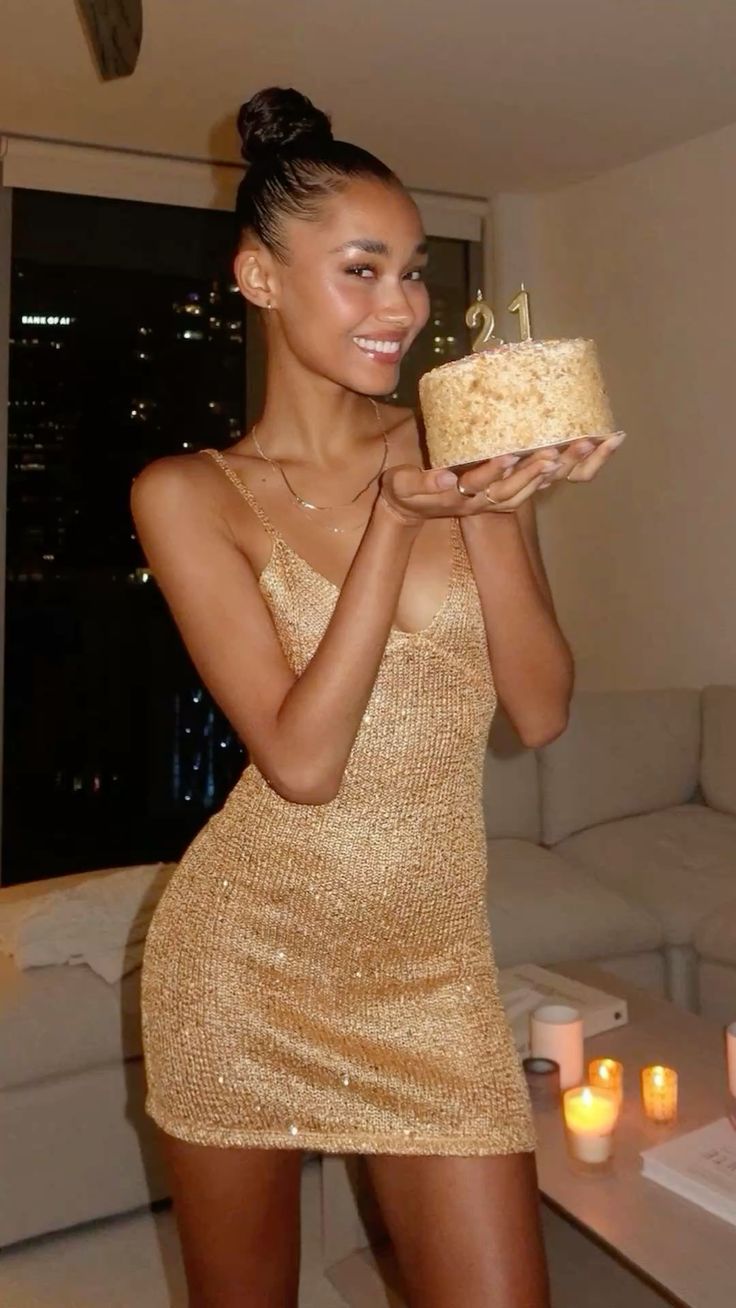 21st Birthday Strappy V Neck Gold Sequin Homecoming Dress