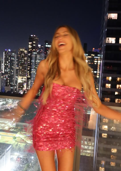 Shiny Pink Sequined Tassel Tube Top Slim-Fit 17th Birthday Homecoming Dress - View 5 | FashionDia