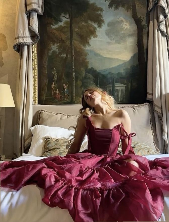 Retro Palace Burgundy A-line Bow Strap Organza Tea-length Prom Dress Evening Dress 17th Birthday Dress