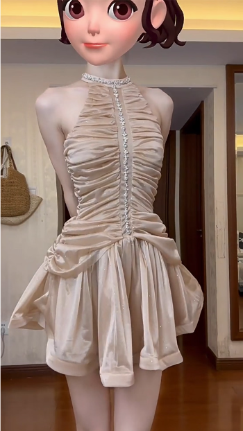 Sweet Waist Rhinestone A-Line Cake Birthday Dress Homecoming Dress - View 3 | FashionDia