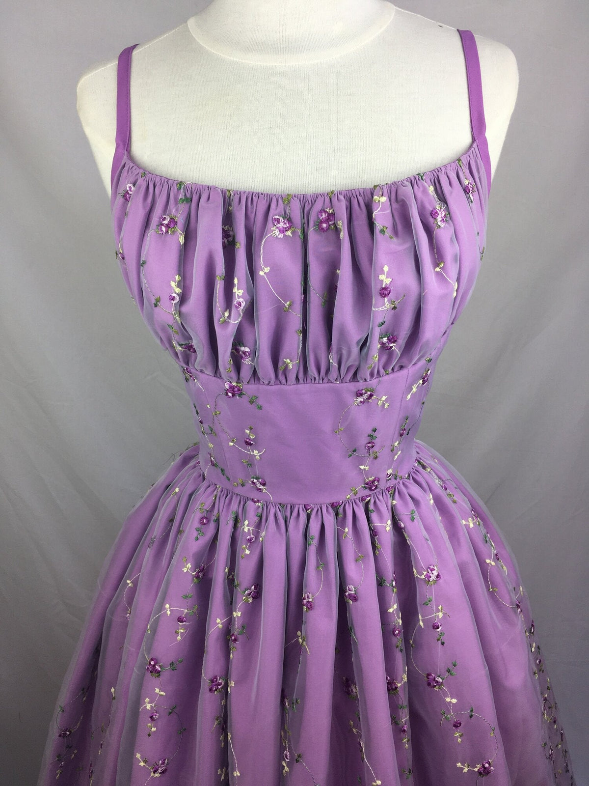 Sweet Purple Flower Embroidery Waist A-Line 16th Birthday Homecoming Dress - View 3 | FashionDia