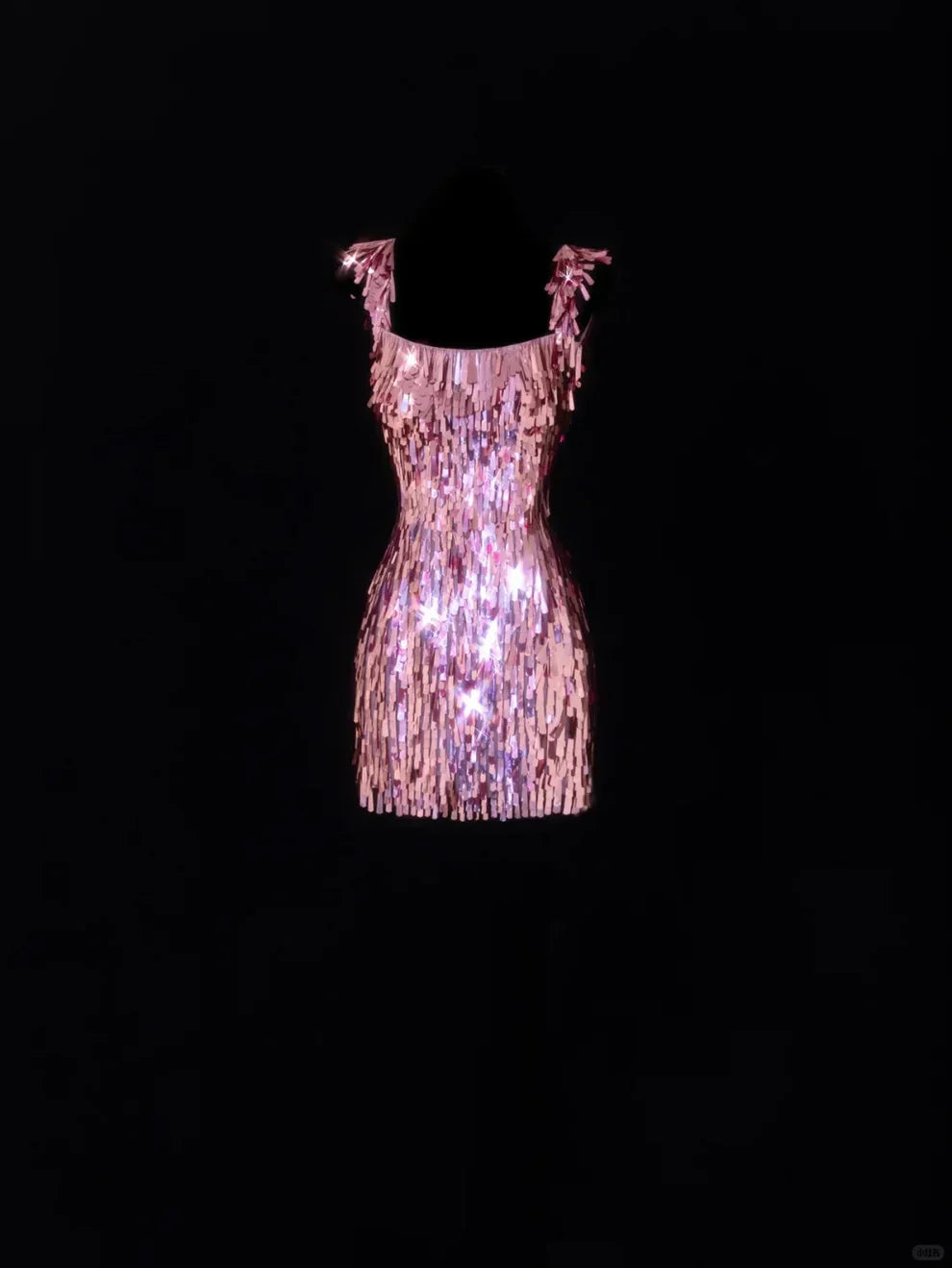 Gorgeous Pink Square Neck Sequin Tassel Slim Birthday Party Homecoming Dress