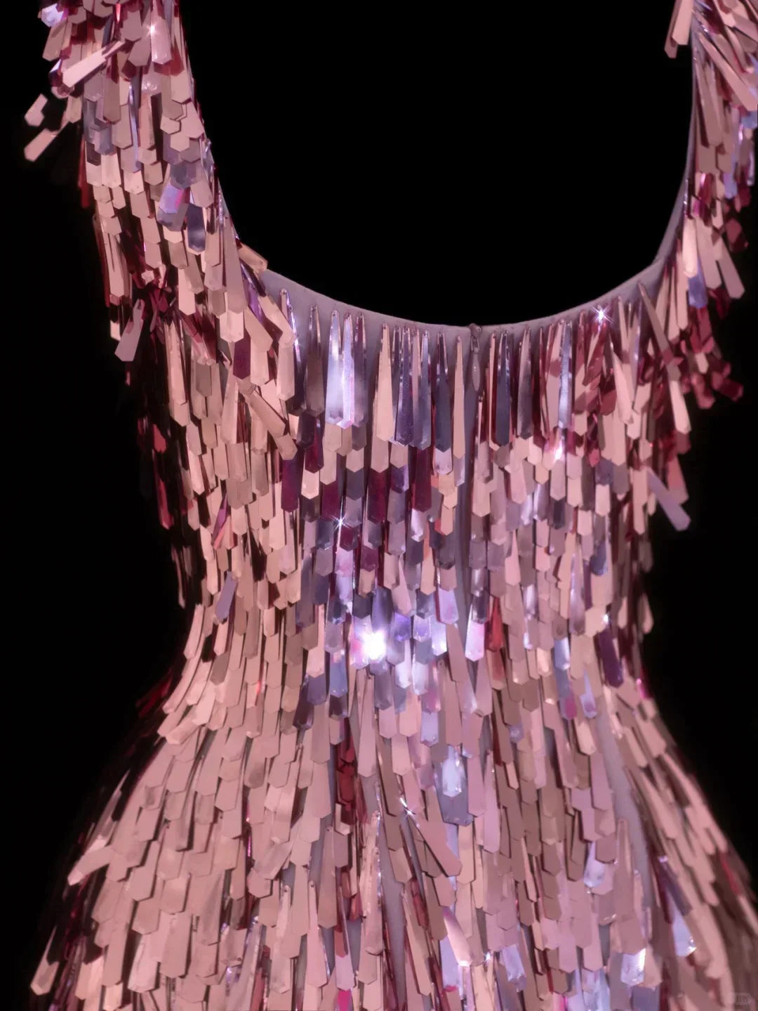 Gorgeous Pink Square Neck Sequin Tassel Slim Birthday Party Homecoming Dress
