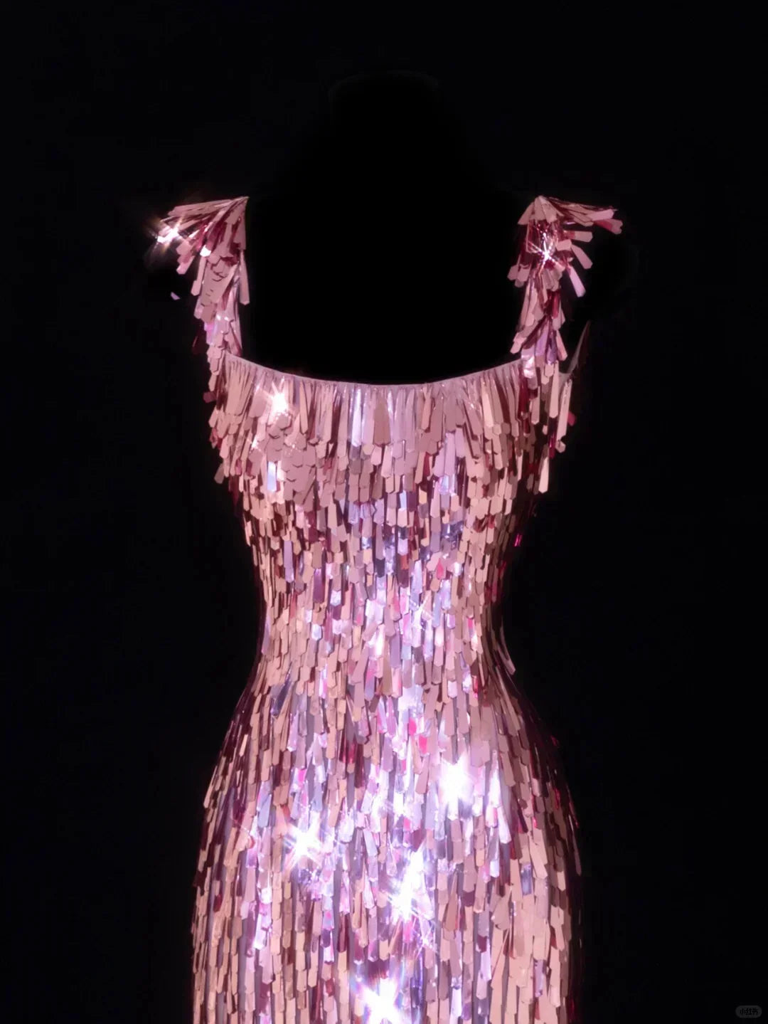 Gorgeous Pink Square Neck Sequin Tassel Slim Birthday Party Homecoming Dress