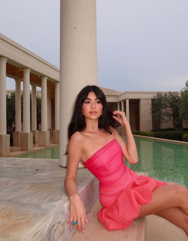Sweet Pink Tube Top Flower Bud 17th Birthday Homecoming Dress - View 4 | FashionDia