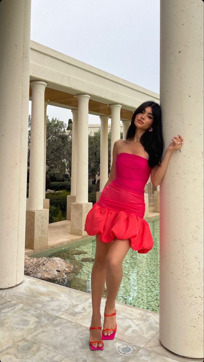 Sweet Pink Tube Top Flower Bud 17th Birthday Homecoming Dress - View 5 | FashionDia