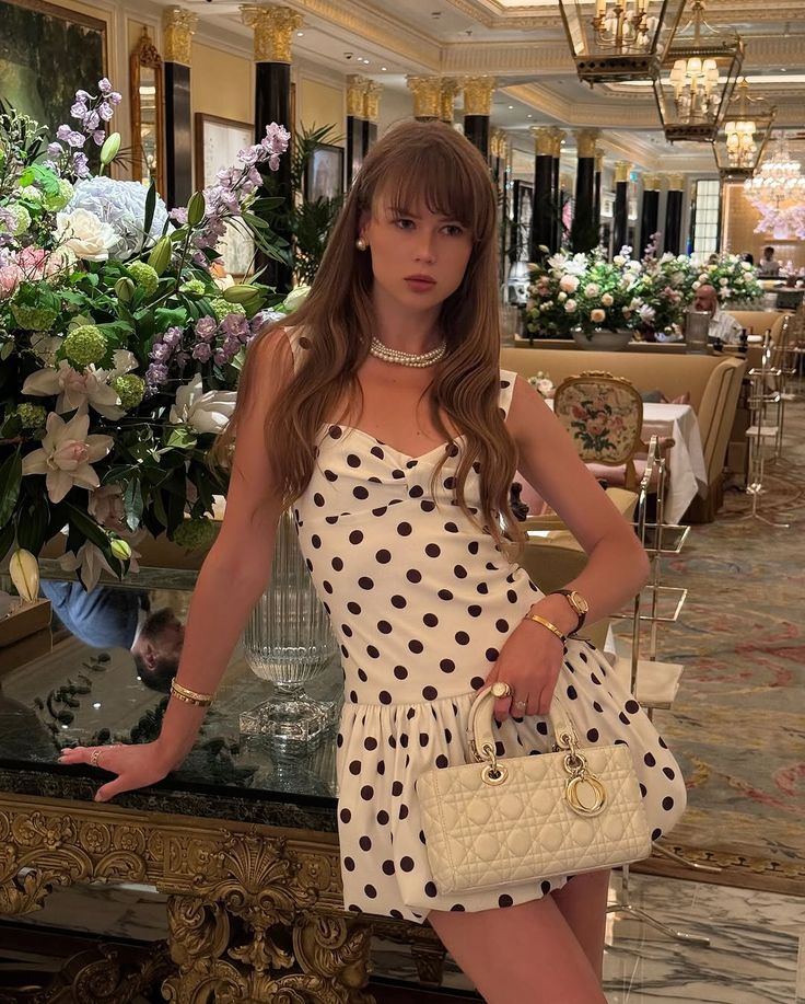 Sweet Polka Dot Sleeveless Flower Bud 16th Birthday Homecoming Dress - View 3 | FashionDia