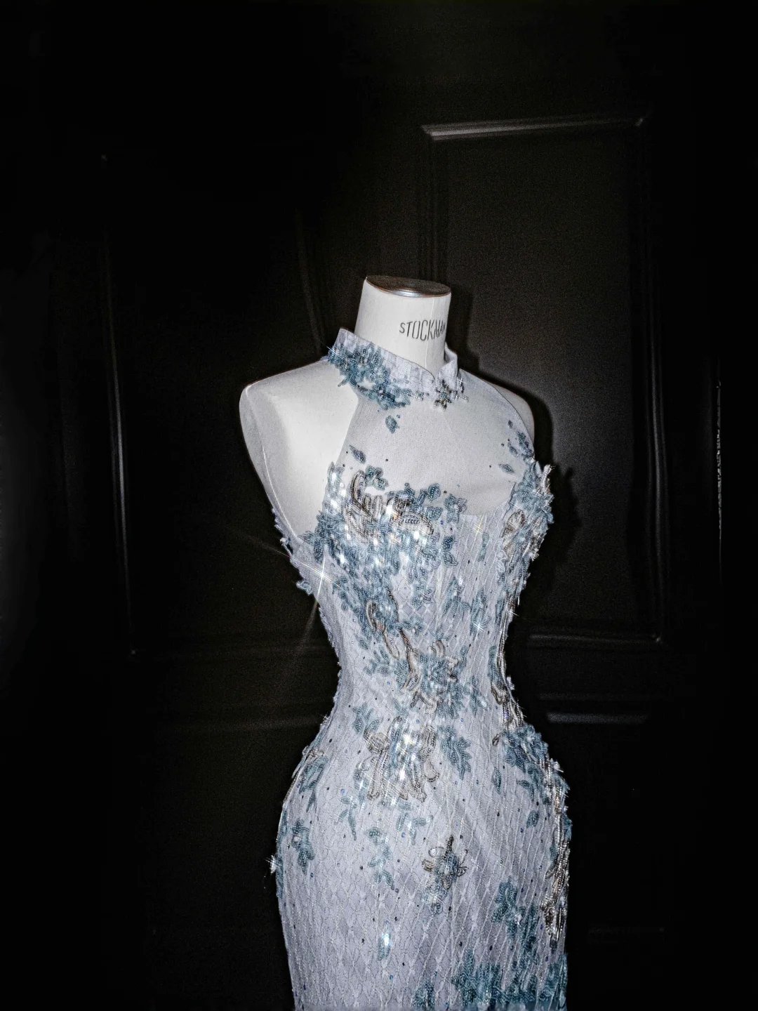 Dream Blue Tulle Sequins Appliques Mermaid Evening Dress Long Prom Dress Y8673 - View 2 | VelvetHem