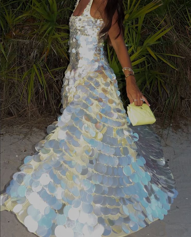 Glamorous A-line Strap Square Neck Sequined Long Prom Dress Evening Dress
