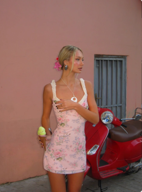 French Floral Hip Strap Birthday Short Skirt Homecoming Dress