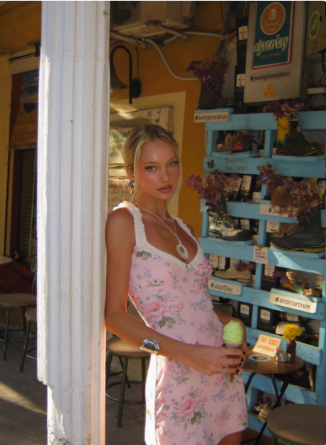 French Floral Hip Strap Birthday Short Skirt Homecoming Dress - View 5 | FashionDia