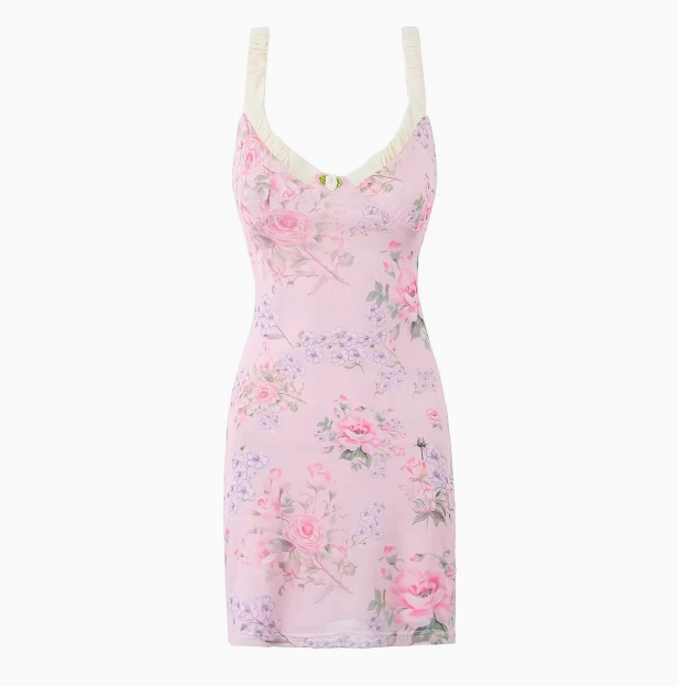 French Floral Hip Strap Birthday Short Skirt Homecoming Dress - View 6 | FashionDia