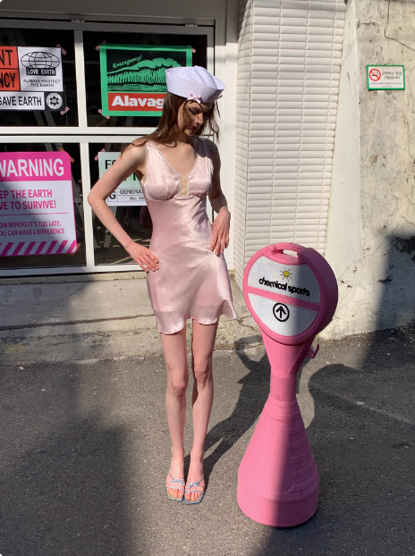 Cute Pink V-Neck Lace Satin Birthday Short Skirt Homecoming Dress - View 3 | FashionDia