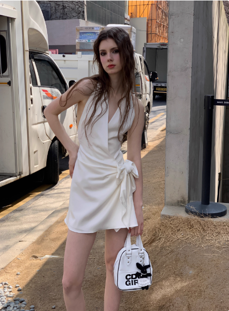 Elegant White Satin Lace Up Birthday Dress Homecoming Dress