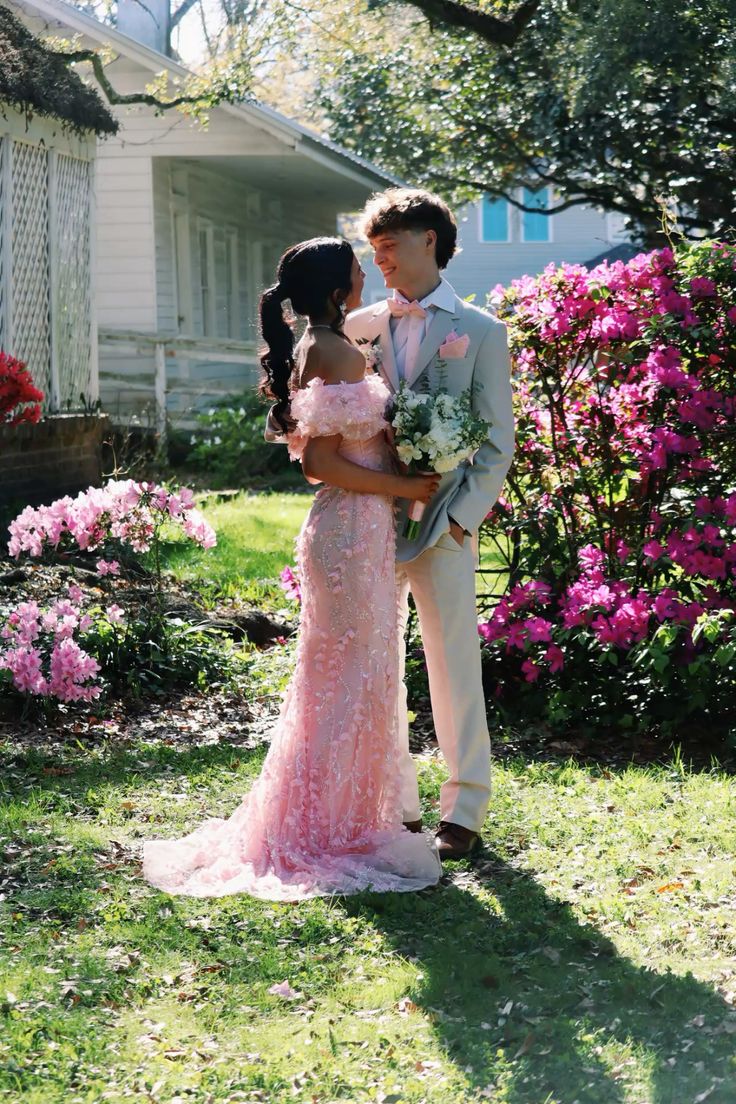 Sweet Princess Pink Mermaid Off-Shoulder Bow Tulle Train Prom Dress Evening Dress