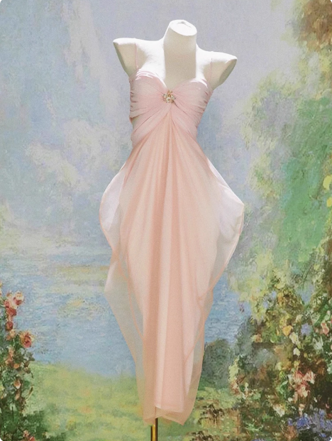 Elegant Pink Suspender Tulle Slim Irregular Birthday Dress Homecoming Dress - View 4 | FashionDia