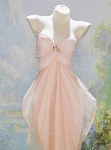Elegant Pink Suspender Tulle Slim Irregular Birthday Dress Homecoming Dress - View 5 | FashionDia