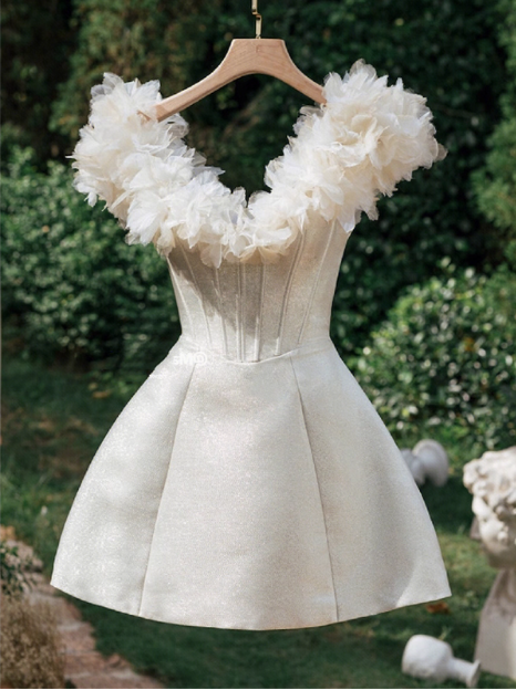 Elegant Floral Herringbone Waist 17th Birthday Homecoming Dress - FashionDia