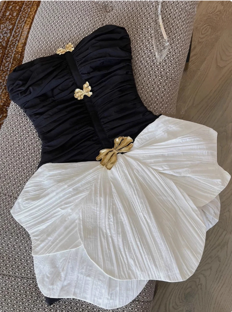 Design Contrast Color Tube Top Irregular Birthday Dress Homecoming Dress - View 4 | FashionDia