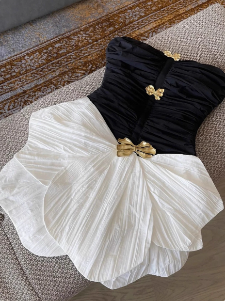 Design Contrast Color Tube Top Irregular Birthday Dress Homecoming Dress - View 5 | FashionDia