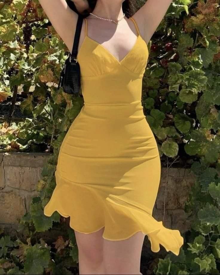 Beautiful Ruffled Yellow Suspenders 17th Birthday Homecoming Dress