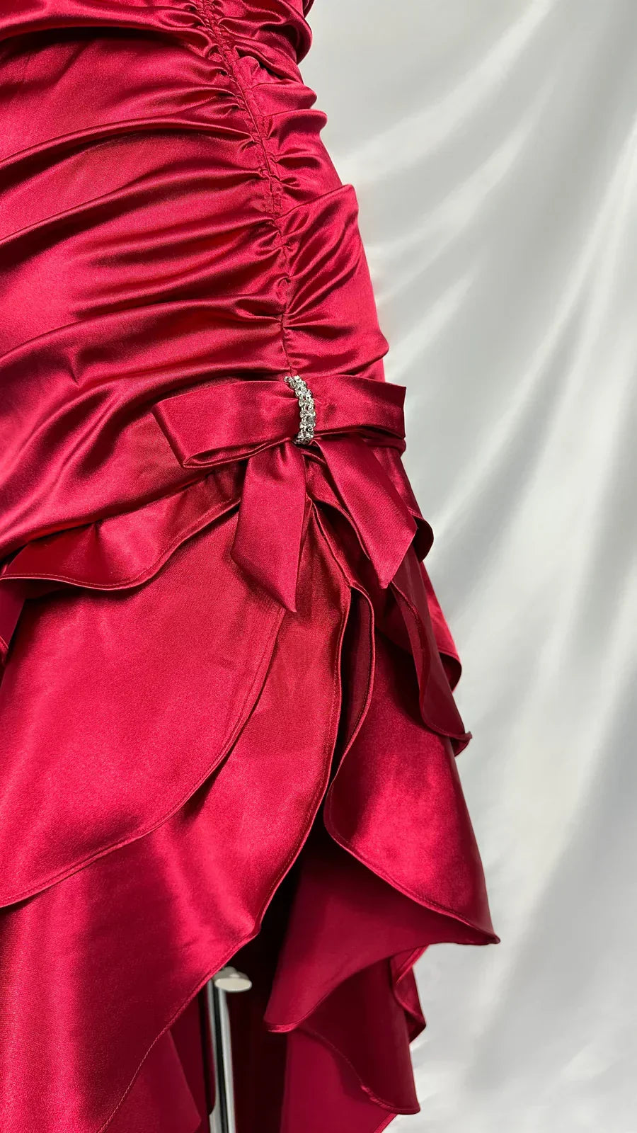 Stunning Red Satin Halter Neck Irregular Birthday Dress Homecoming Dress