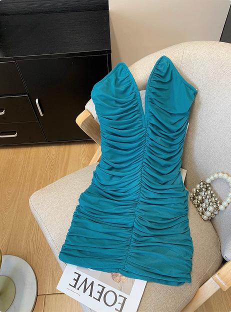 Fashion V-neck Tube Top Slim Hip Birthday Dress Homecoming Dress