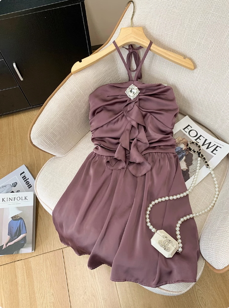 Elegant Halterneck Off-shoulder Design Birthday Dress Homecoming Dress - FashionDia