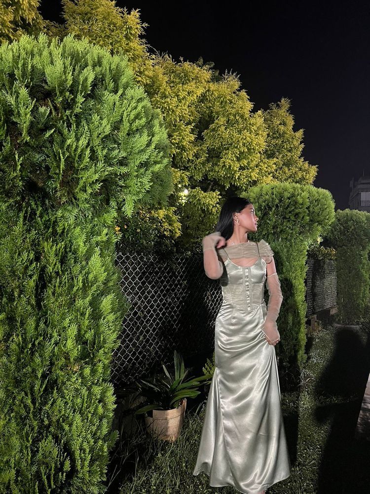 Vintage Elegant Satin U-neck Spaghetti Strap Long Prom Dress Evening Dress Bridesmaid Dress