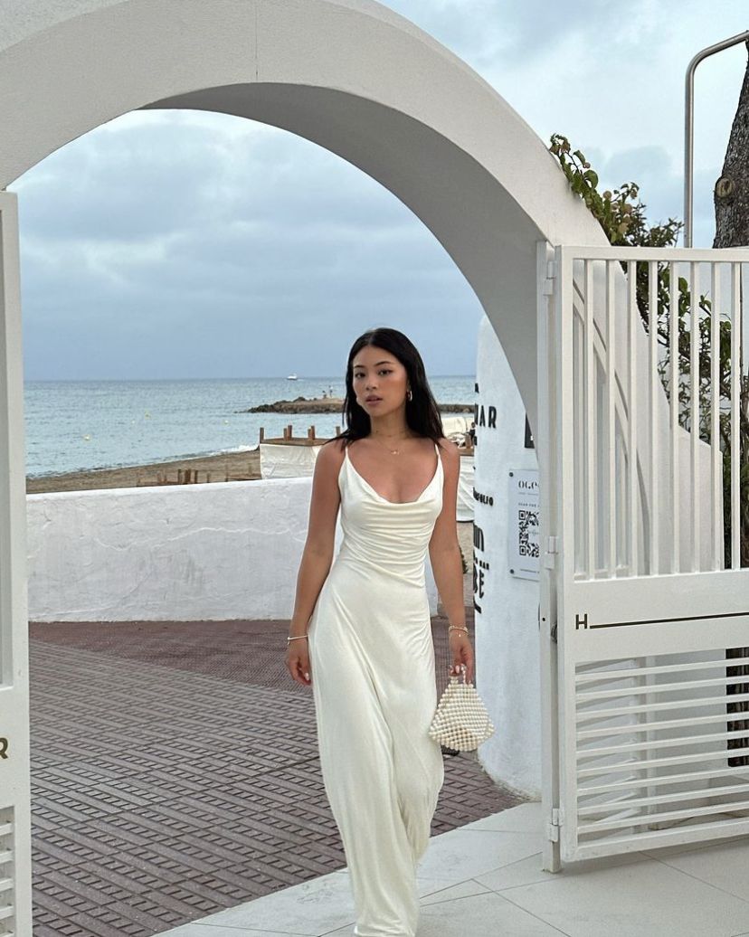 Elegant Ivory Fitted Backless Satin Long Prom Dress Evening Dress Bridesmaid Dress