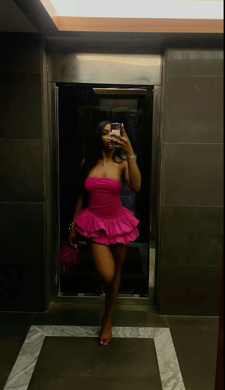Sweet Hot Pink Tube Top Flower Bud Birthday Dress Homecoming Dress - View 4 | FashionDia