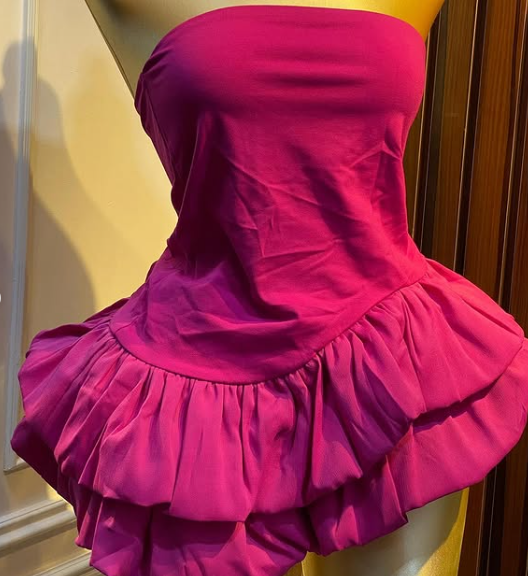 Sweet Hot Pink Tube Top Flower Bud Birthday Dress Homecoming Dress - View 7 | FashionDia