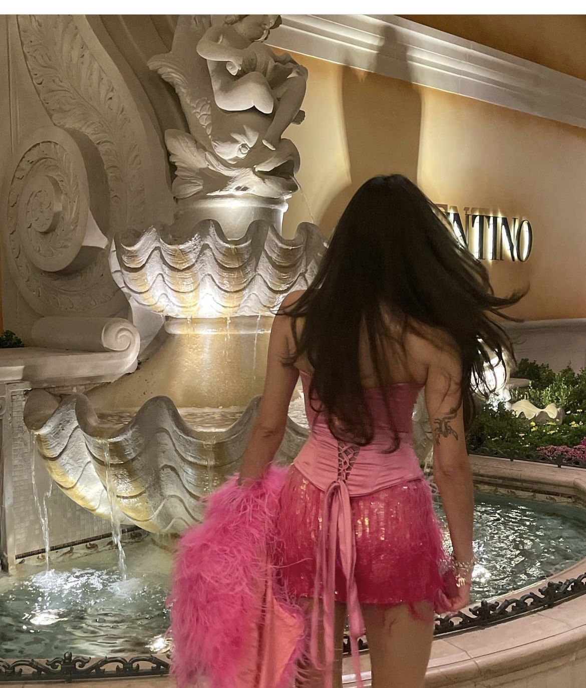 Gorgeous Pink Sleeveless Beaded Feather Waist Satin Birthday Party Homecoming Dress - View 3 | FashionDia
