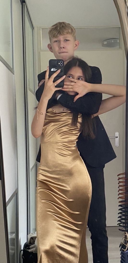 Elegant Gold Mermaid Satin Long Prom & Evening Dress Bridesmaid Dresscc5142 - View 3 | FashionDia