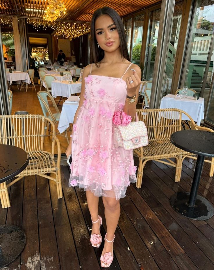 Sweet Pink Strapless 3D Flower Embroidery Birthday Short Skirt Homecoming Dress