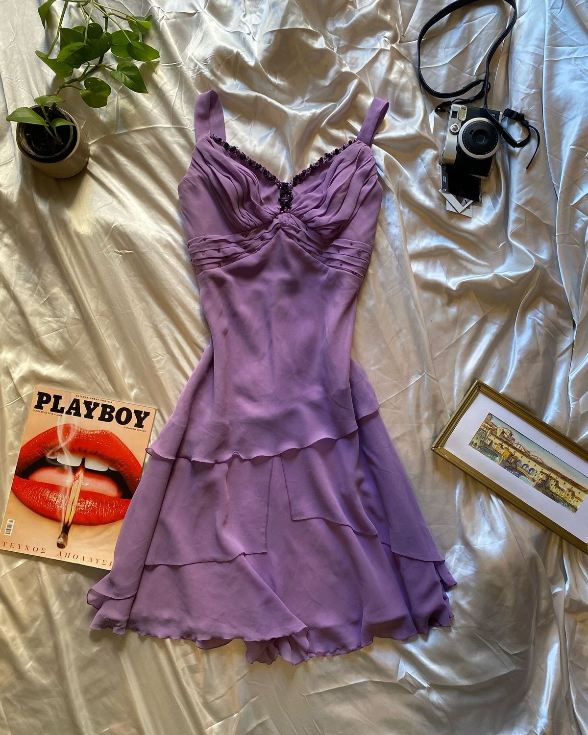 Elegant Purple Sleeveless Beaded Multi-layered Ruffled Chiffon Short 16th Birthday Homecoming Dress - FashionDia