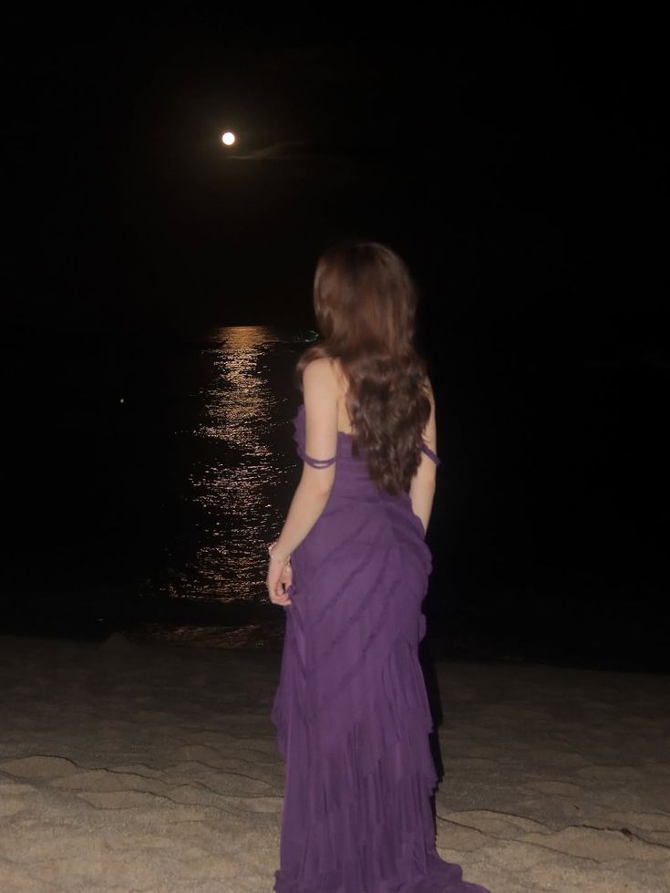 Elegant Deep Purple Slim-Fit Off-the-Shoulder High-Slit Ruched Texture Chiffon Long Prom Dress Evening Dress