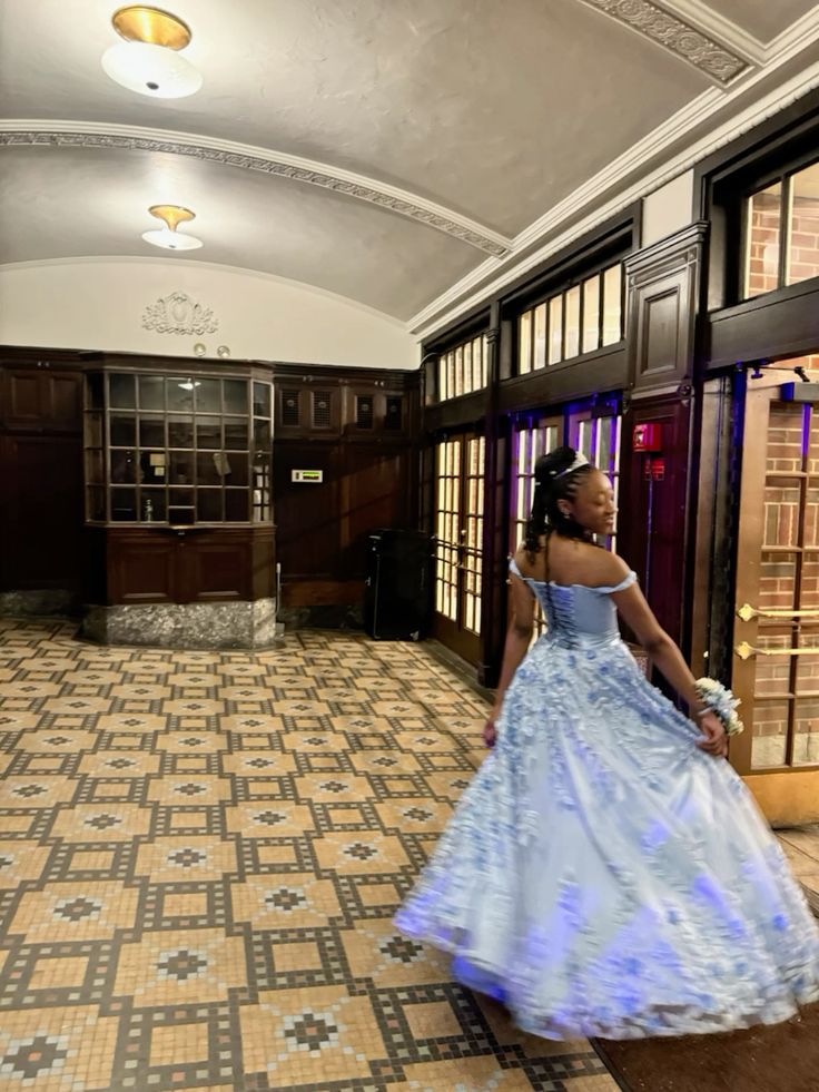 Princess Blue A-Line One-Shoulder 3D Floral Satin Long Prom & Evening Dress - View 2 | FashionDia