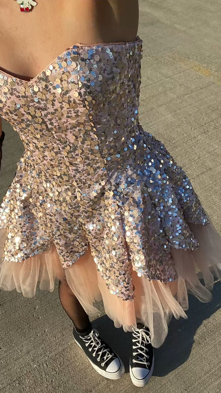 Sweet Pink Sequins with Tulle A-line Birthday Party Homecoming Dress