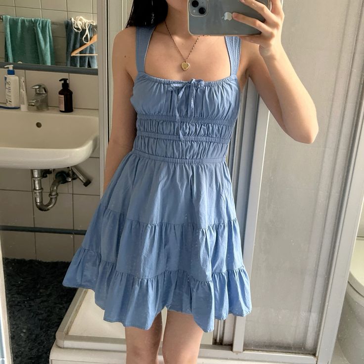 Fresh And Sweet Light Blue Waist A-Line 16th Birthday Short Skirt Homecoming Dress - FashionDia