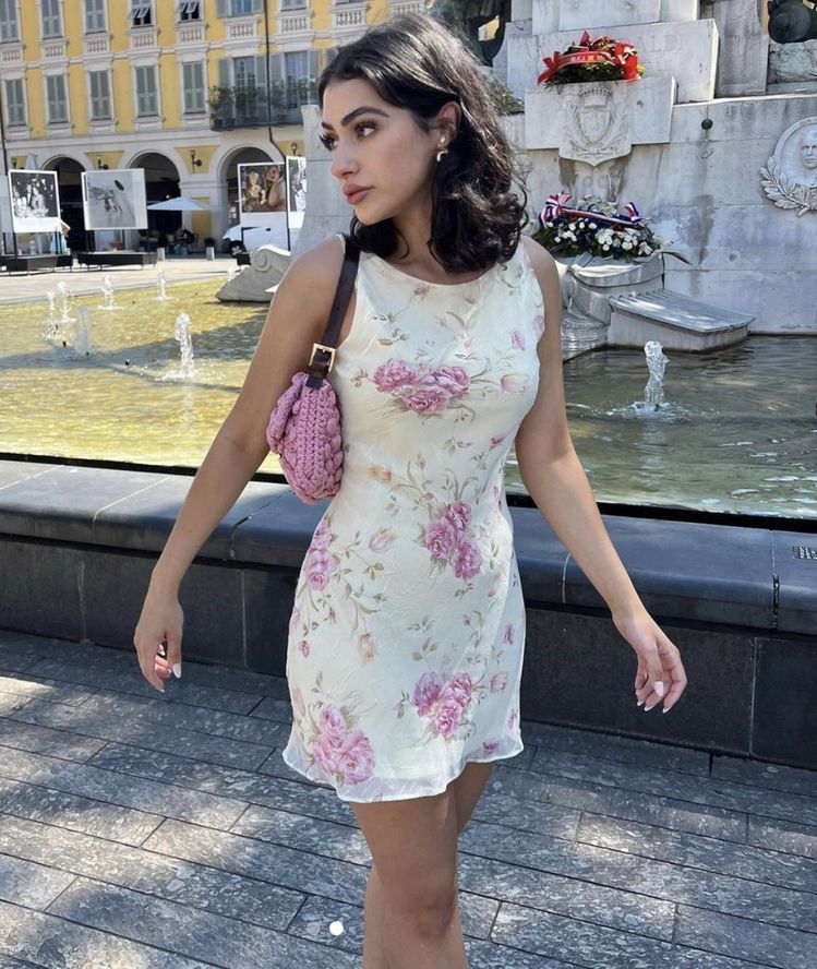 French Retro Ivory Pink Floral Slim Round Neck 19th Birthday Homecoming Dress - FashionDia