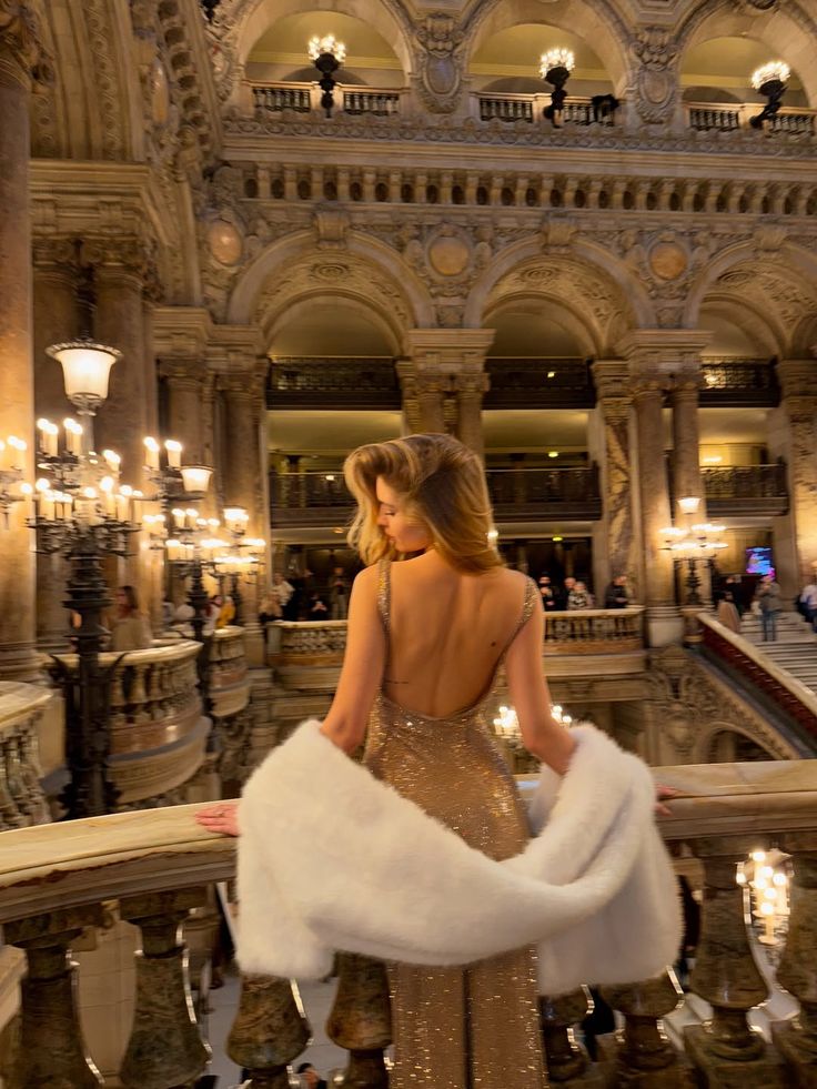 Gorgeous Champagne Gold Mermaid Halter V-Neck Sequin Long Prom & Evening Dress - View 4 | FashionDia
