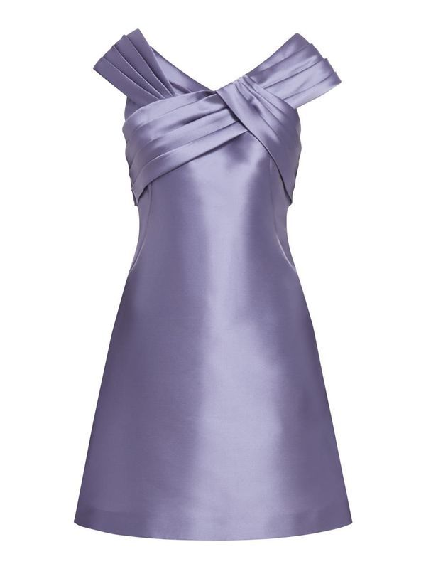 Elegant Purple Asymmetrical Collar Satin Waist Short Birthday Party Homecoming Dress - View 3 | FashionDia